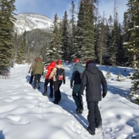 Kanada Schneeschuhwandern Sunshine Village Foto Counter vor9